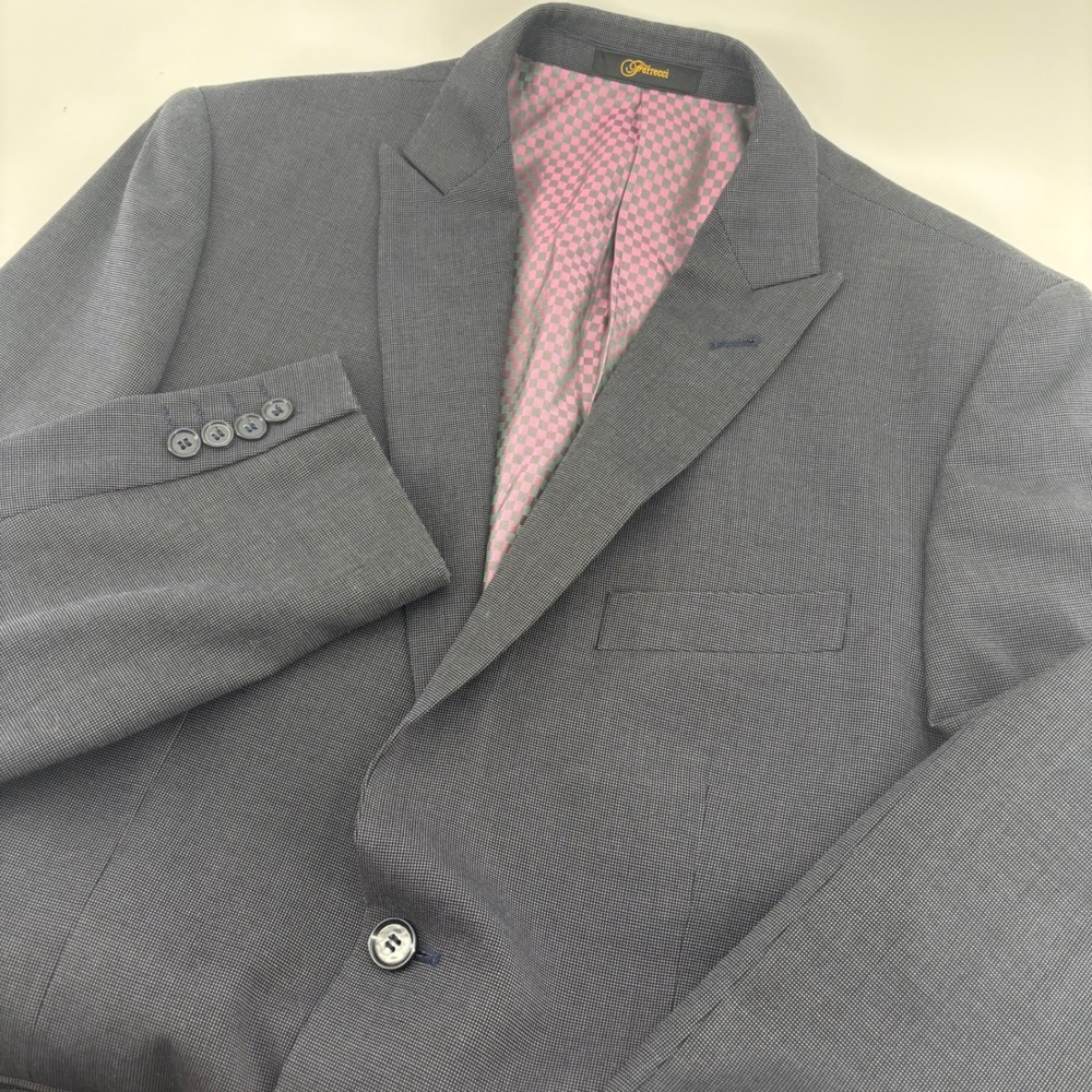 Ferrecci Blazer Men 40R Charcoal Super 150s Micro Pattern 2-Button Modern Style